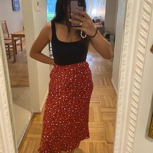 UO Satin Midi Slip Skirt